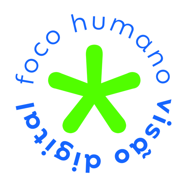 Um arte de marca da ABcripto, com as escritas "Foco humano" e "Visão digital"
