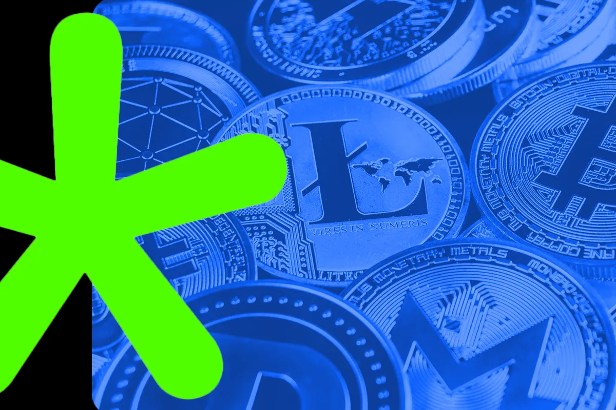 Ilustração com o logotipo da abcripto e criptomoedas